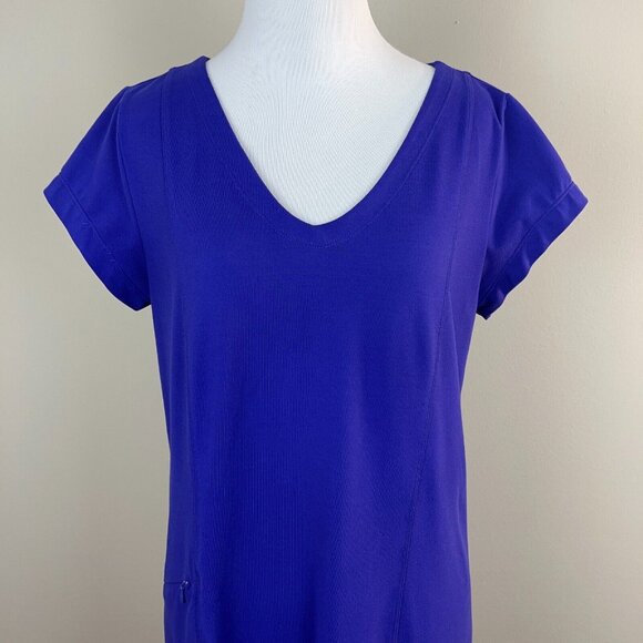 Toad & Co Dress Womens M Purple V-Neck Short Sleeve A-Line Stretch Aquaculture - Picture 2 of 11